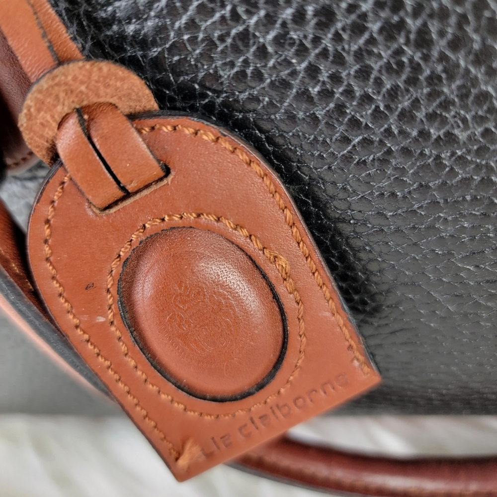 Liz Clyborne Black and Brown Leather Satchel - Picture 9 of 16